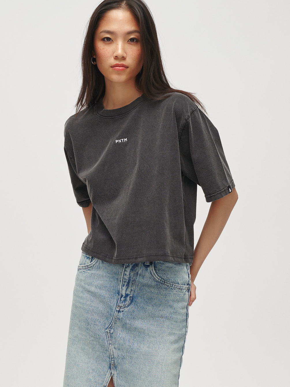 PNTM Embroidery Cropped Organic T-Shirt