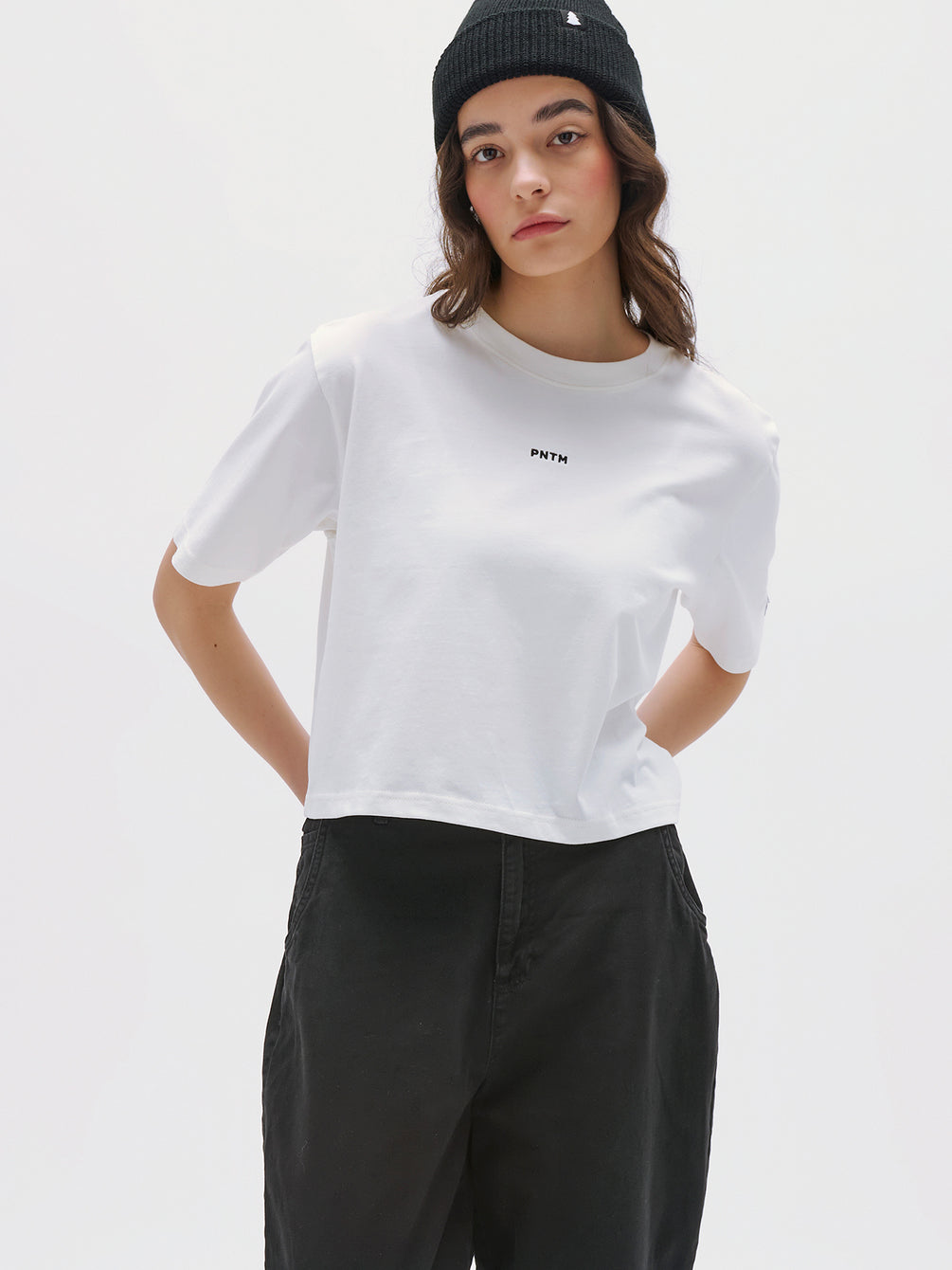 PNTM Embroidery Cropped Organic T-Shirt